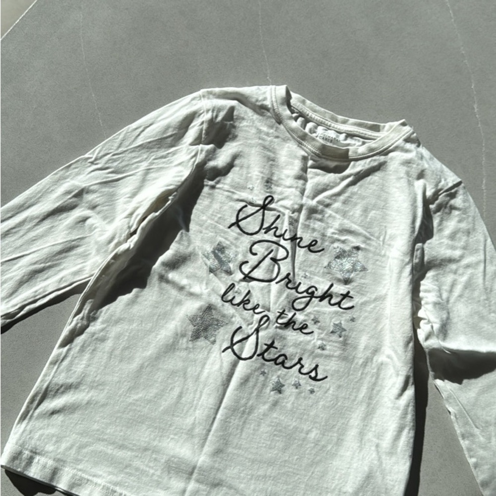 Primark Kids White Long Sleeve Tee with Star Design